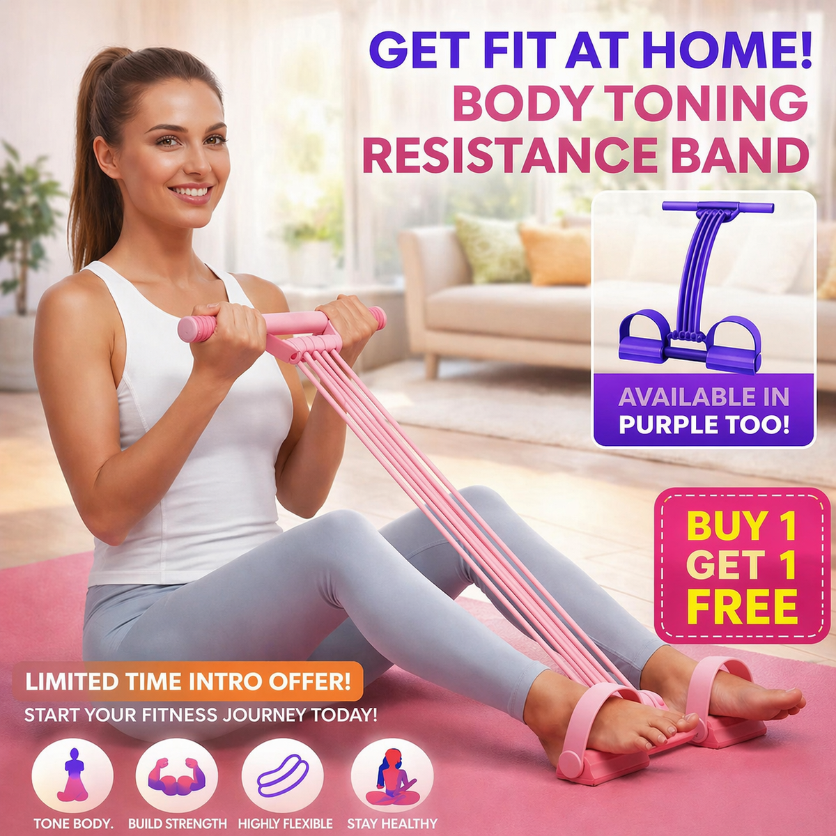 đ„ 8-Tube Pedal Resistance Band Trainer (Buy 1 Get 1 FREE)