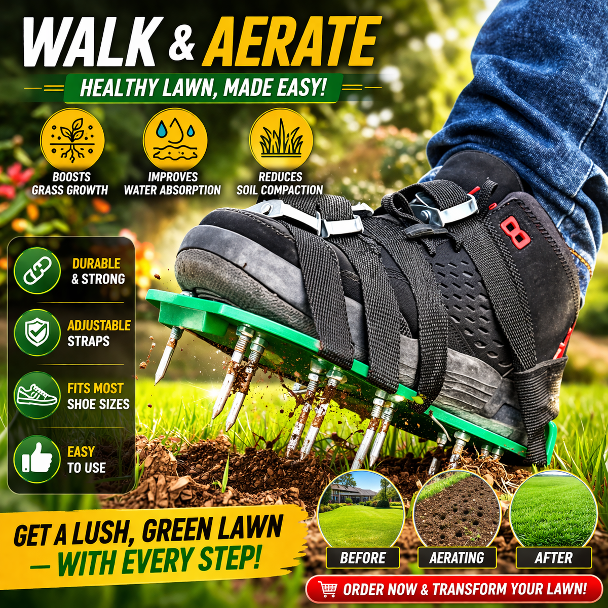 Adjustable Garden Lawn Aerator Sandals