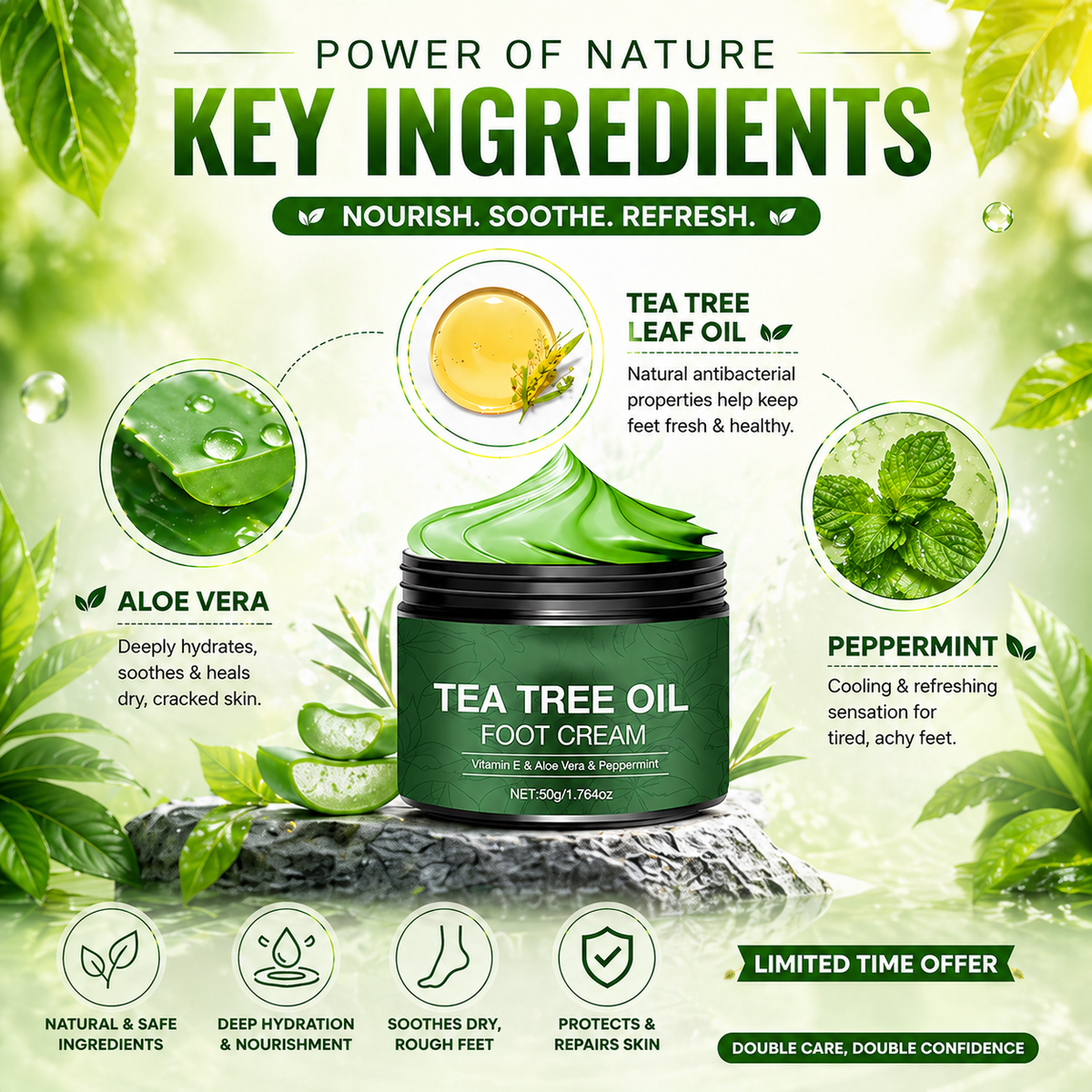 Soothing Aloe Vera & Tea Tree Foot Moisturizer (Buy 1 Get 1 FREE)